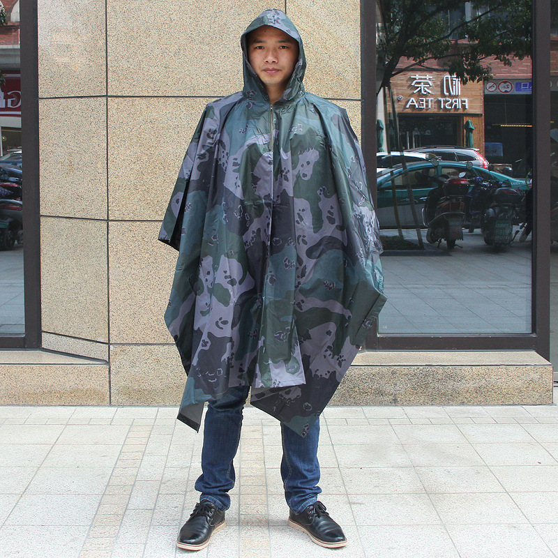 Adult Men's Fashion Outdoor Hiking Climbing Multifunctional Three-in-One Camouflage Raincoat Cloak Polyester Tent