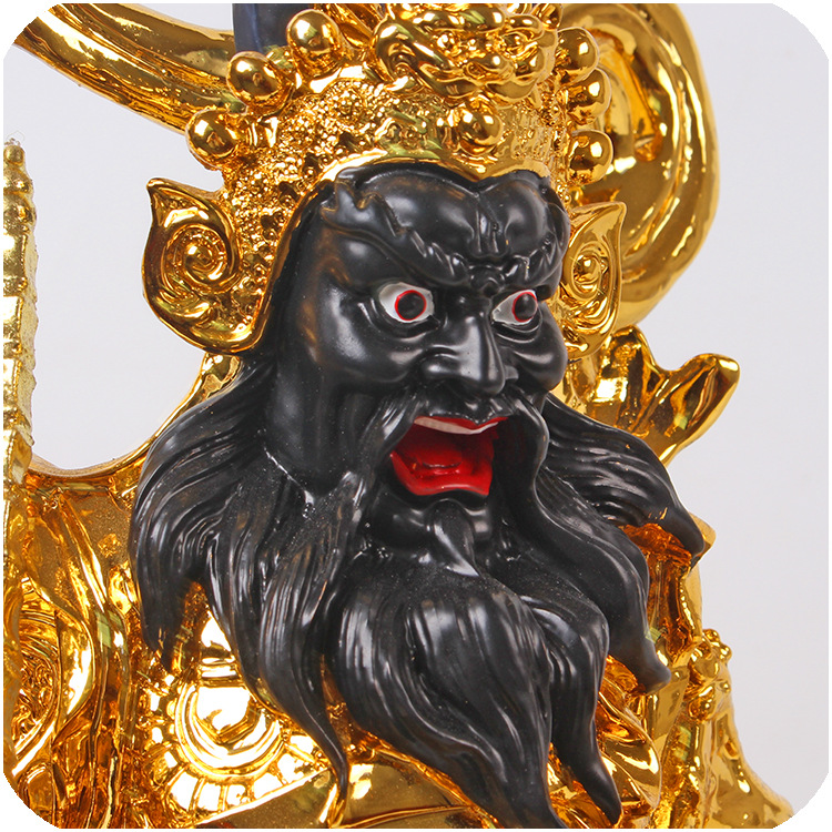 武财神赵公明神像16英寸镀金金身黑脸家用供奉骑虎将军赵玄坛