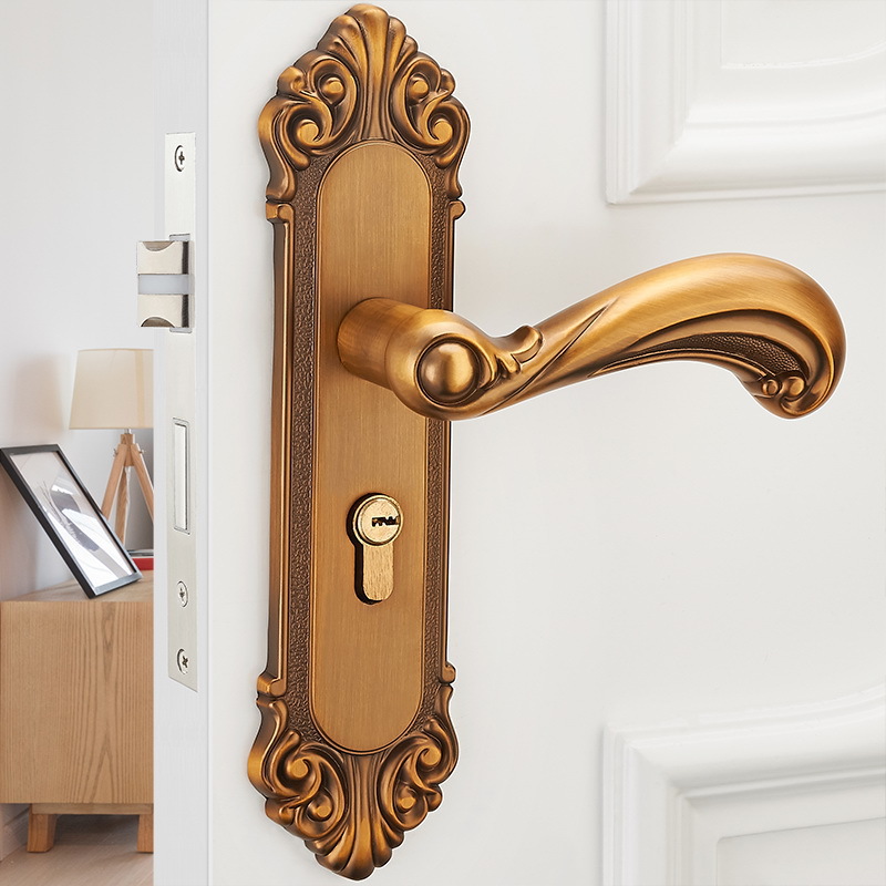 欧式仿古锁室内房门锁复古黄古卧室木门把手锁具机械门锁五金批发