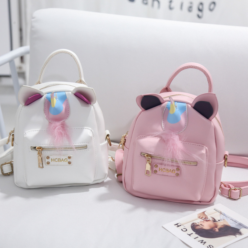 Foreign Trade New Creative Cartoon Cute Unicorn Pu Backpack Soft Girl Eccentric Personality Contrast Color Small Fresh Backpack