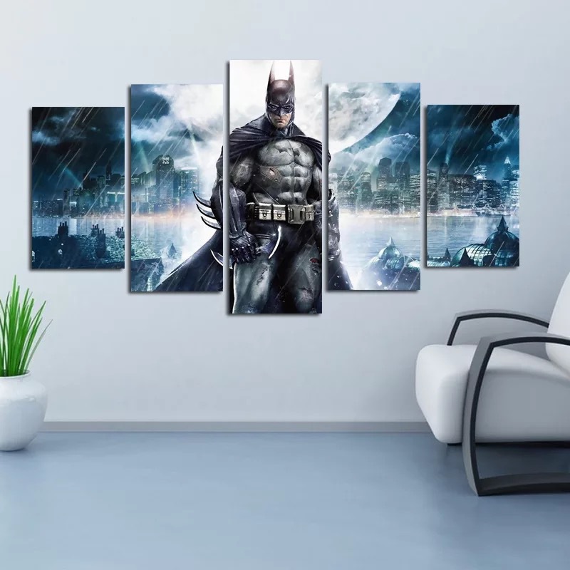 五联dc超级英雄蝙蝠侠雨夜正面站立电脑喷绘油画速卖通亚马逊画芯