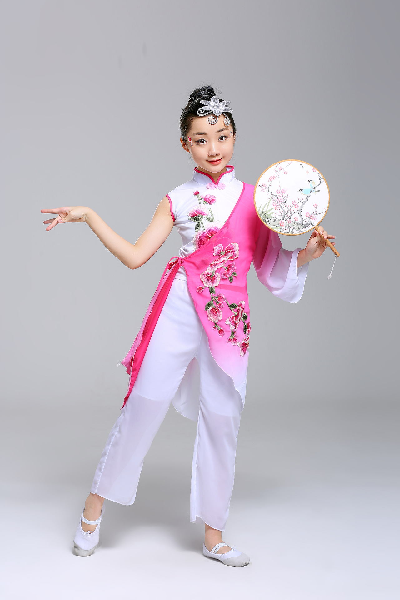 2018新款青花瓷儿童古典舞演出服女童中国风幼儿江南秧歌舞蹈服装