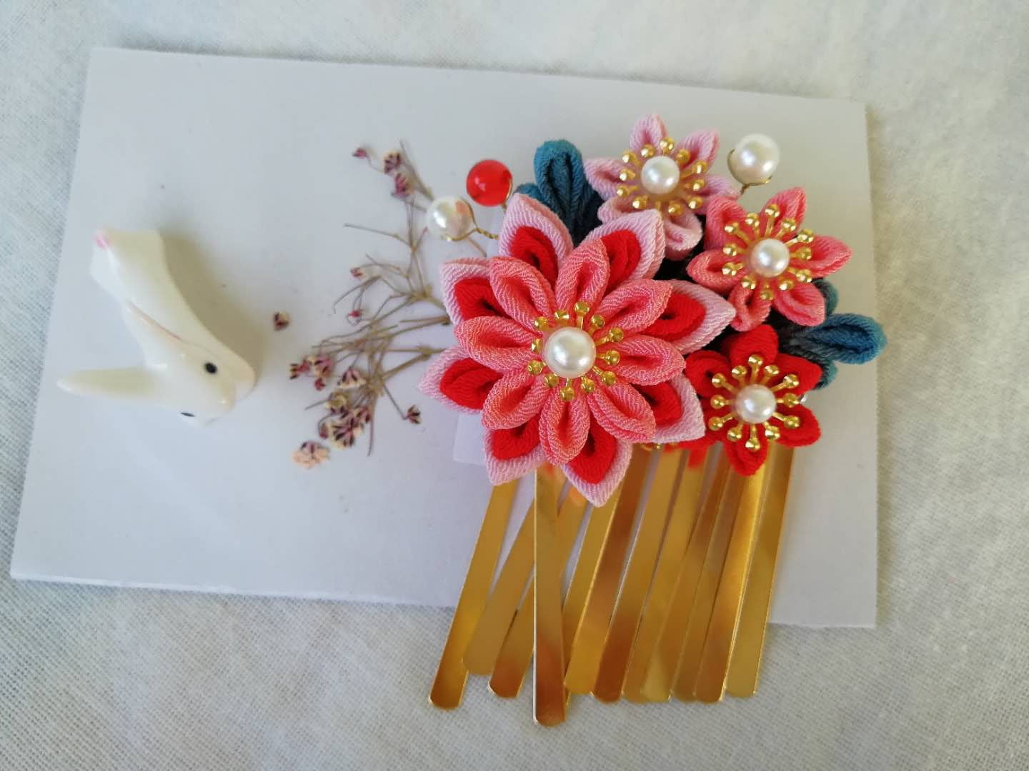 细工花簪日式饰品和服汉服配饰和风布花品影楼写真饰品纯手工饰品