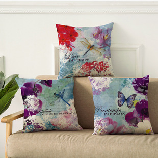 抱枕印花棉麻沙发抱枕套汽车靠垫套飘窗垫枕套 可定制-阿里巴巴