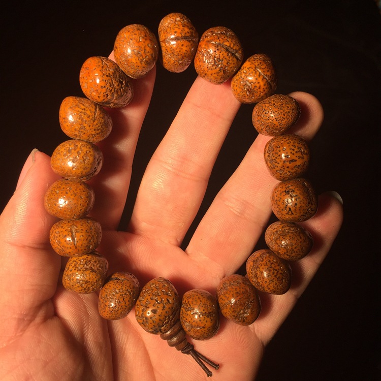 手工打磨金蟾籽手串 高抛元宝金禅子17mm 圣女果菩提子手串