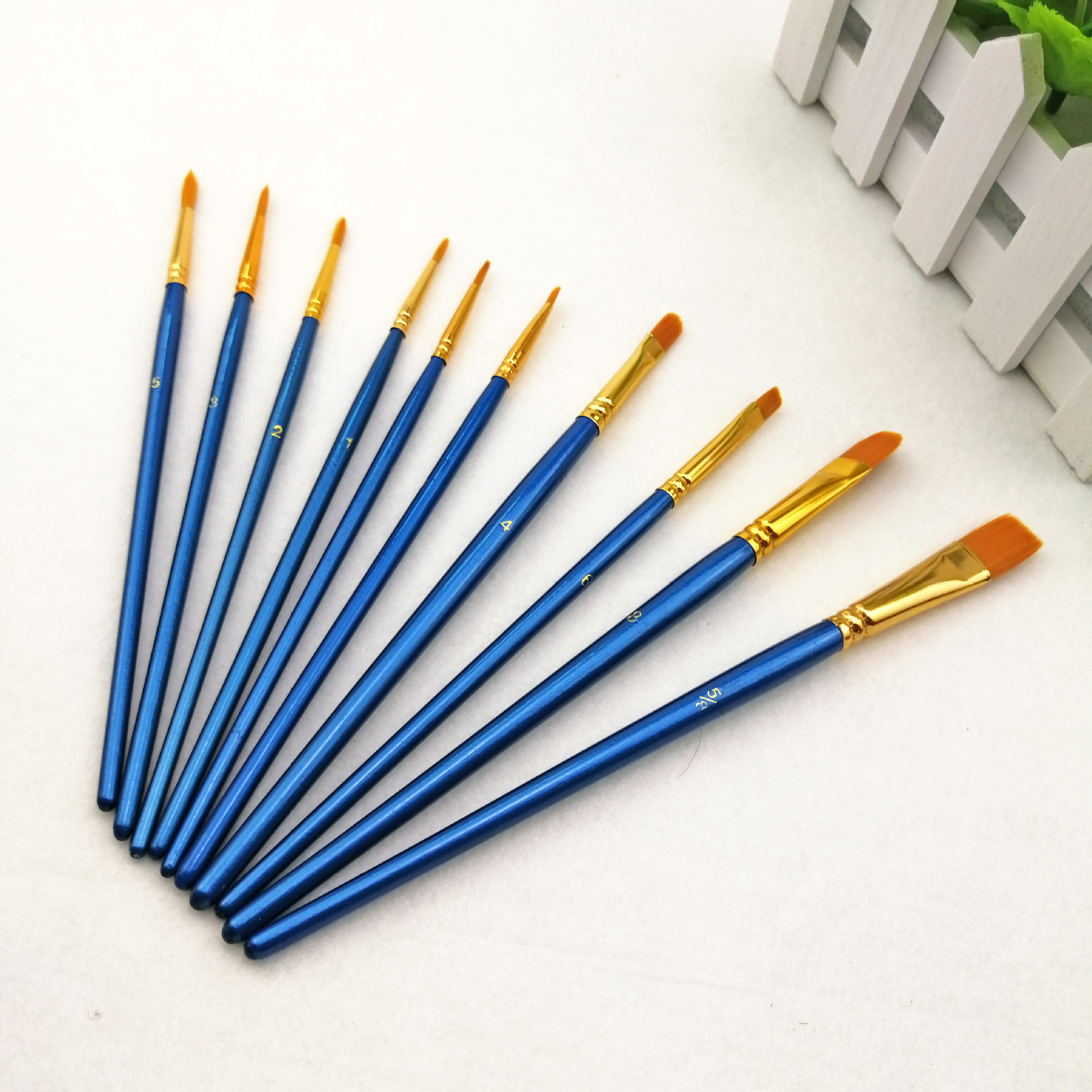 厂家直销 跨境画笔10支水粉水彩油画笔套装 美甲水粉笔彩绘笔