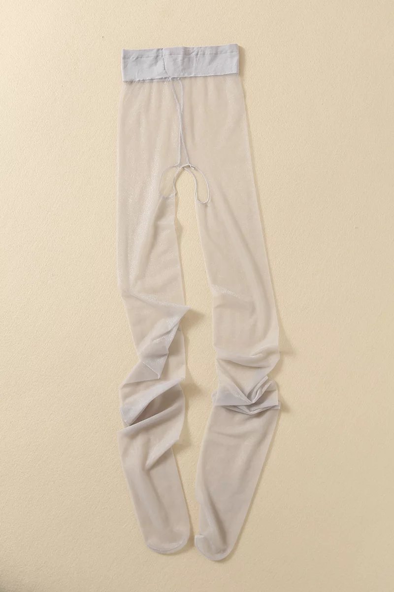 2d一线t档性感隐形全透明 珠光微闪脚尖透明情趣开档丝袜连裤袜