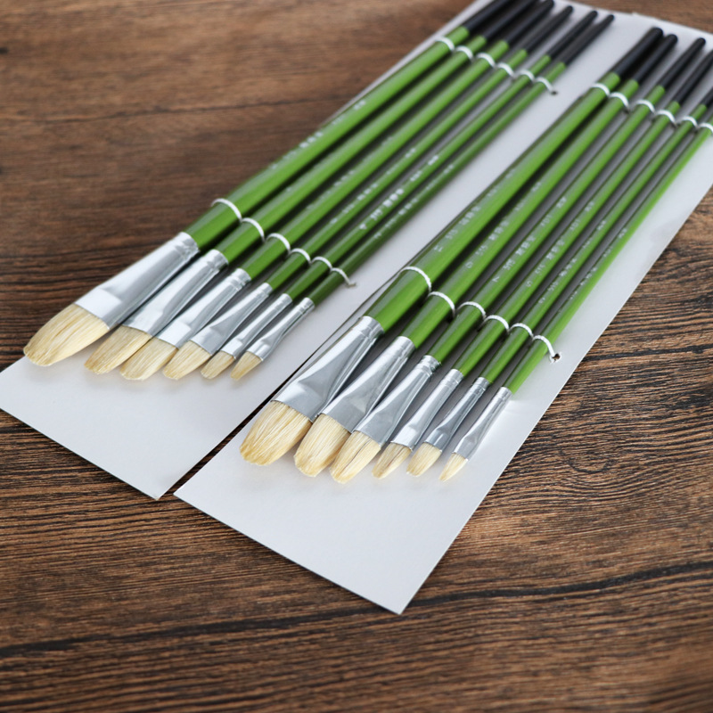 北京榭得堂515绿杆猪鬃油画笔 水粉笔丙烯画笔色彩笔套装考试用笔