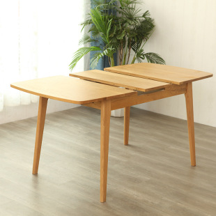 北欧白橡木推拉可伸缩餐桌日式纯实木简约现代小户型折叠餐桌家具
