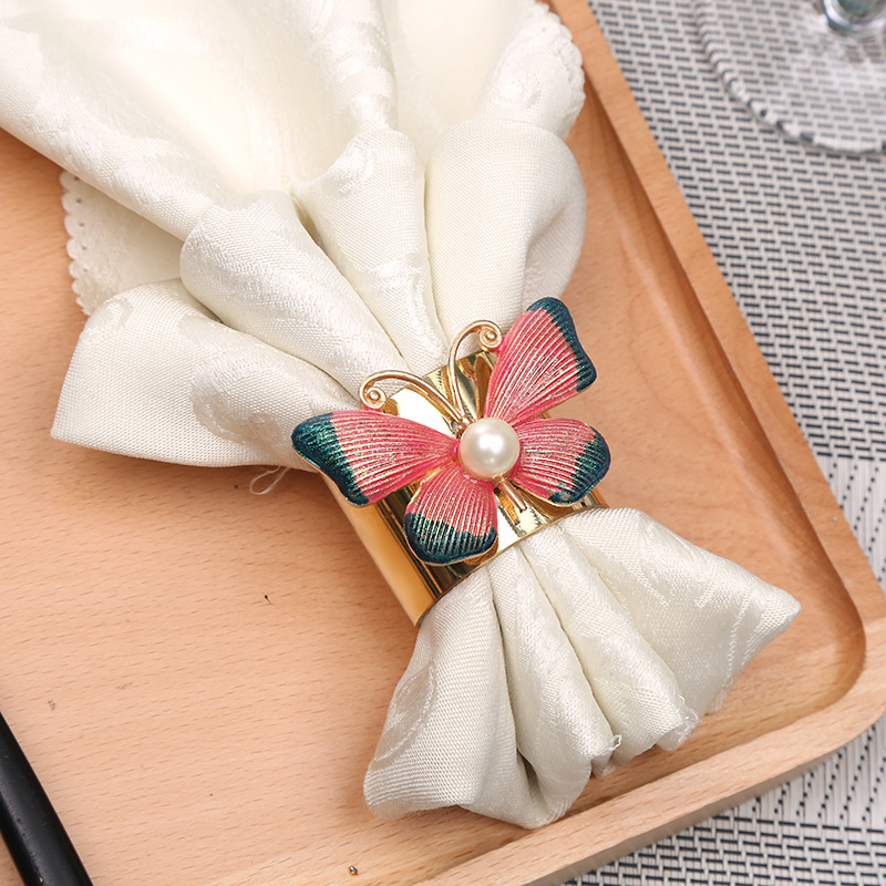 新款酒店婚庆蝴蝶餐巾圈 创意欧式餐巾扣环摆台装饰饰品厂家批发