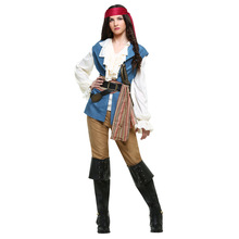 万圣节女成人加勒比海盗服装 长裤海盗游戏制服cosplay舞台演出服