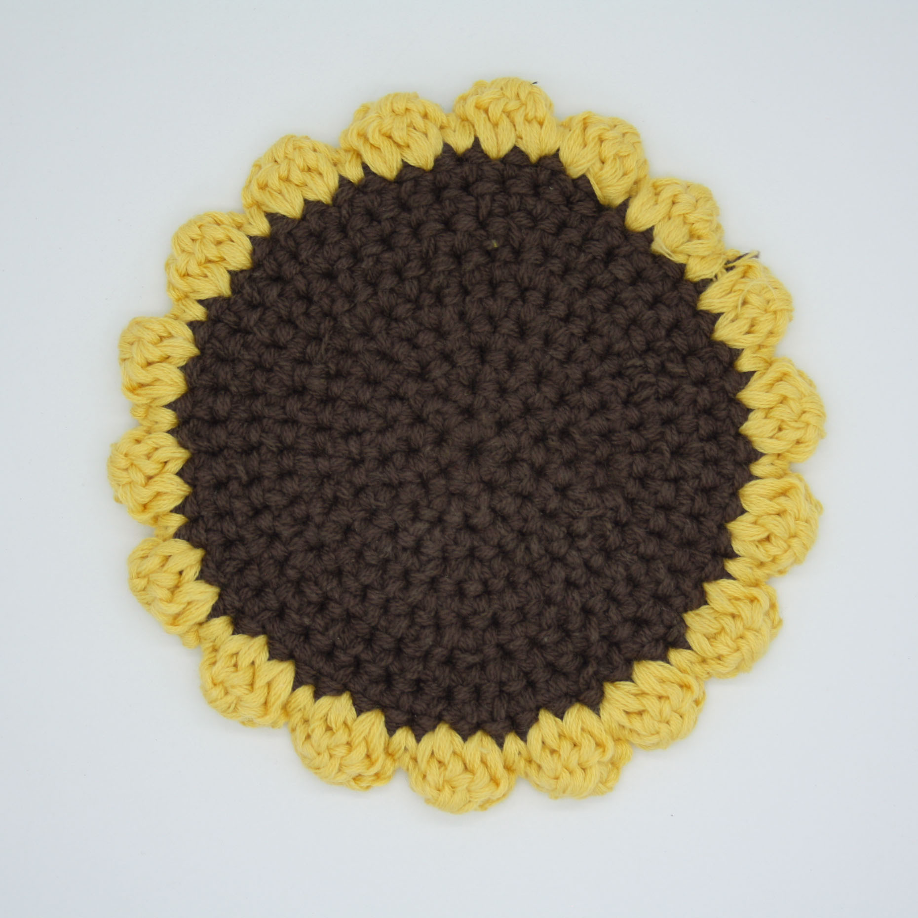 向日葵杯垫 针织工艺品 毛线纺织 编织装饰 手作 加工订制