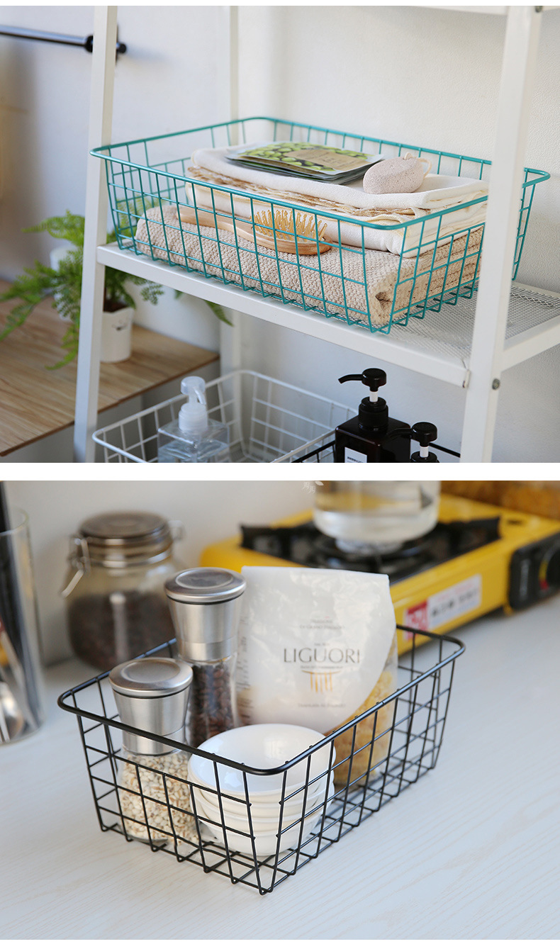 厨房收纳篮卫浴日式果蔬菜衣物收纳筐铁杂货储物筐家用篮大号现货