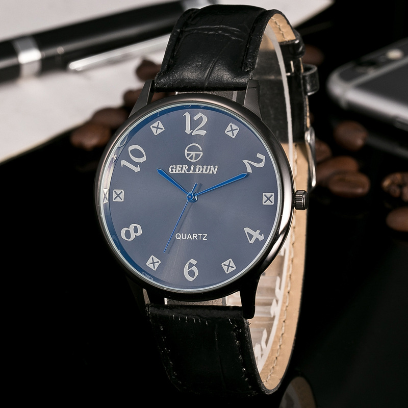 格瑞敦仿真皮男女式简约休闲手腕表 geridun可定制外贸镶钻男手表