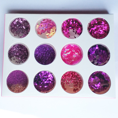 美甲亮片眼妆小亮片贴片闪粉亮粉脸部lolita网红少女心混装紫色
