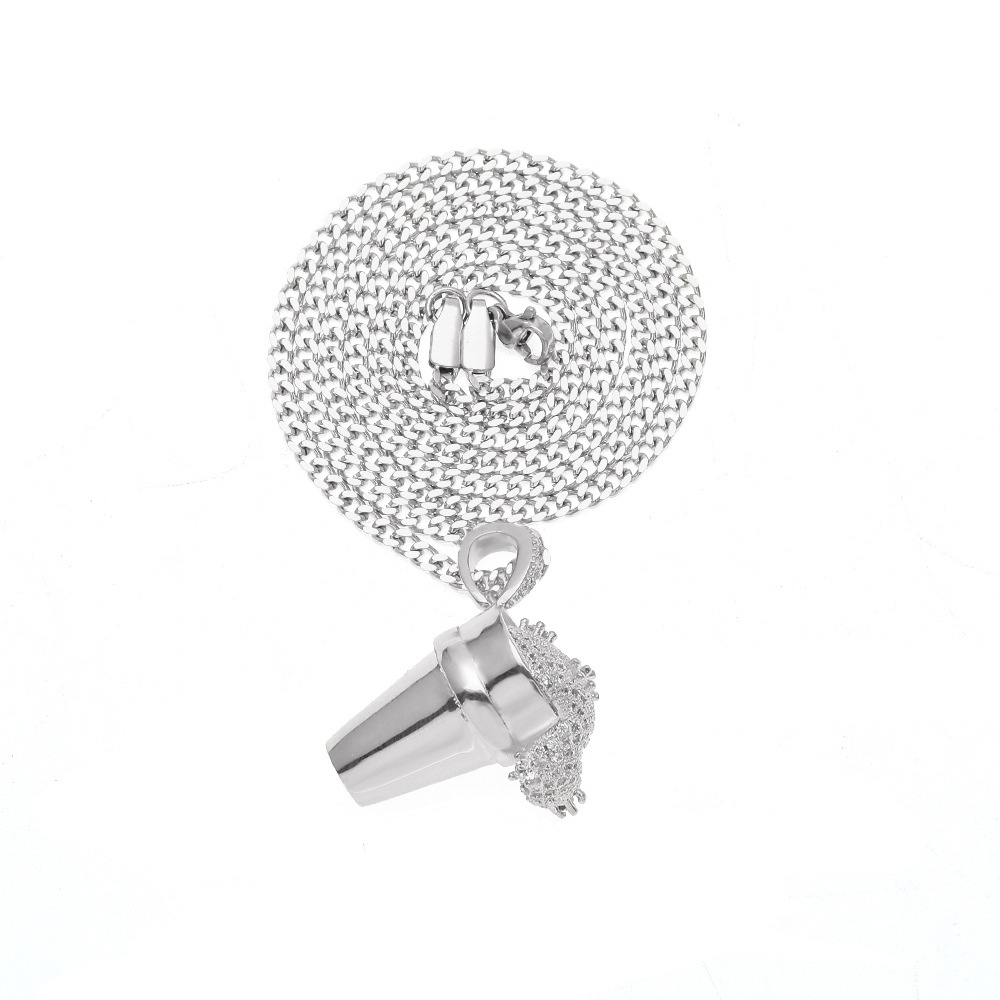 欧美嘻哈冰激凌溢出饮料冰淇淋发泡胶杯微镶锆石吊坠styrofoamcup