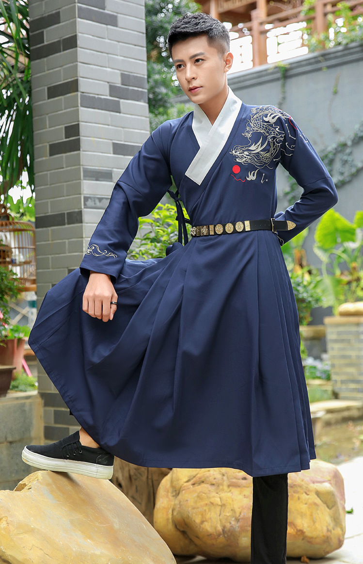 中国风传统汉服明朝刺绣云龙曳撒箭袖交领长袍情侣cp古装飞鱼服