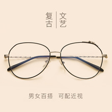 2019新款时尚复古平光镜潮流眼镜架金属大框原宿风眼镜框厂家批发