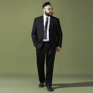 胖子大码西装套装男胖人男士加肥加大商务休闲面试西服套装特大号