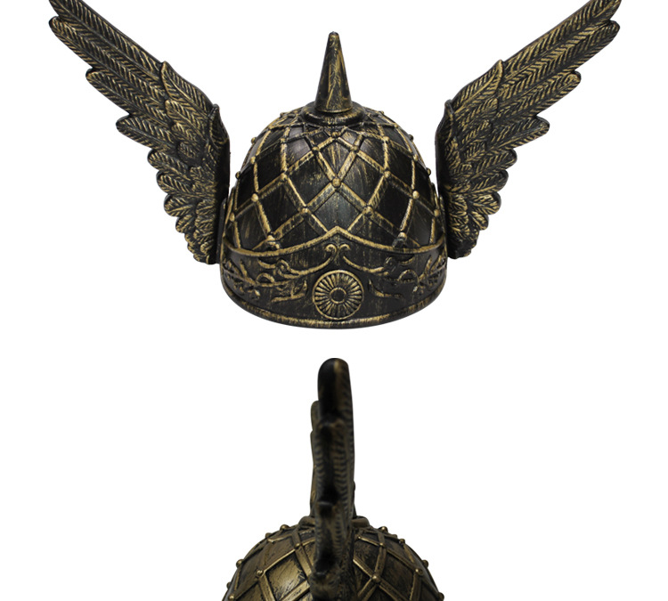 厂家直销塑料刷漆编织帽鹰翼维京帽万圣节派对装扮道具头盔