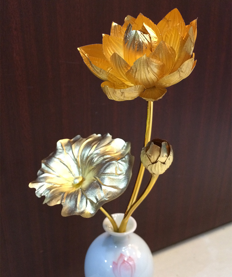 佛教用品供品24k金莲花黄金箔莲花金莲花金箔花礼物厂家直销批发