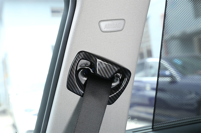 深圳车涯 适用宝马3系碳纤纹前排安全带装饰框 镀铬 碳纤纹