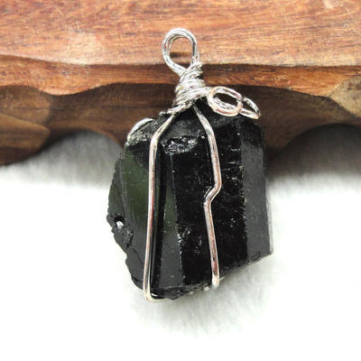 天然 黑碧玺原石吊坠 疗愈