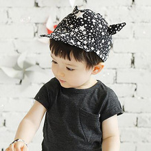 韩版新款 儿童小星星牛角软沿帽子 男女宝宝翻沿棒球帽