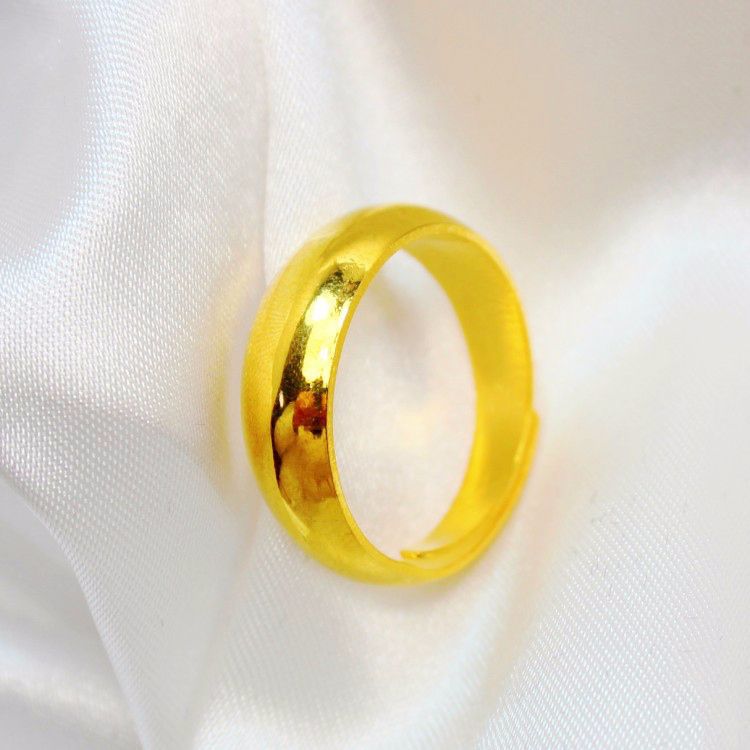 黄铜镀金戒指越南沙金婚庆新娘首饰男女款活口光面满天星指环批发