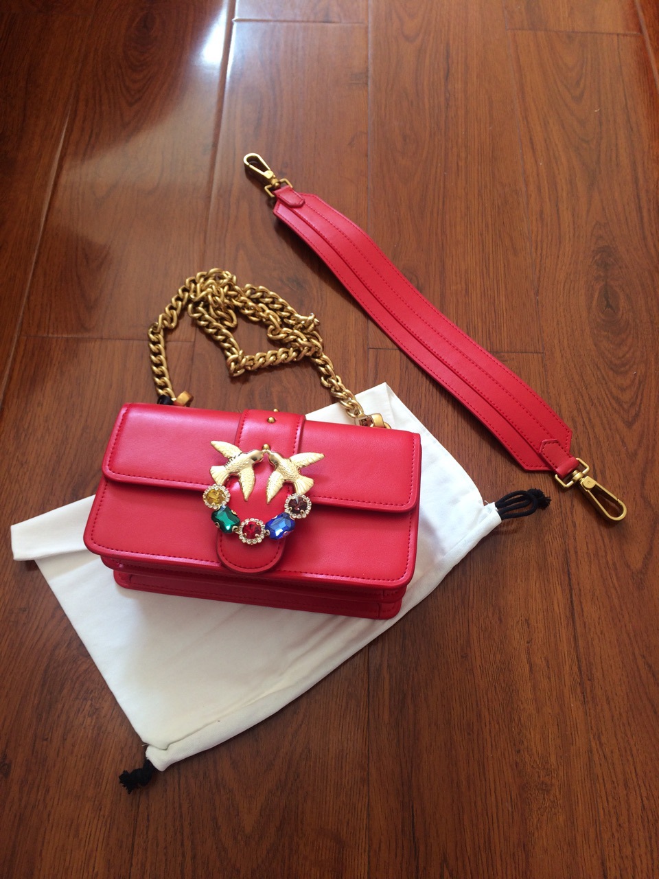 【不退换】真皮女包牛皮链条包燕子双燕包小号22cm