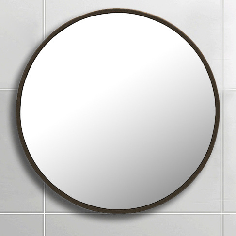 北欧ins铁艺浴室镜圆镜化妆镜圆形浴室镜壁挂卫生间镜子铁艺镜