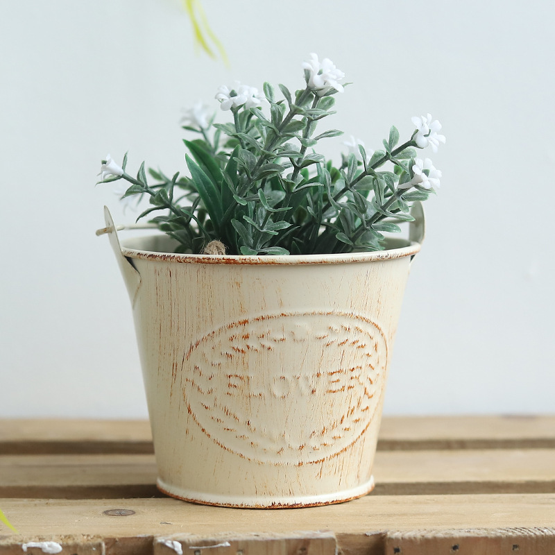 Retro Distressed Mini Iron Bucket Succulent Plant Small Flower Bucket Flowerpot Decoration Crafts