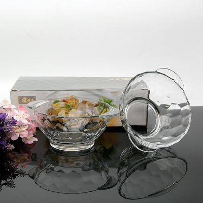 厂家直销双耳碗套装促销礼品水晶碗两件套玻璃套装银行保险礼品