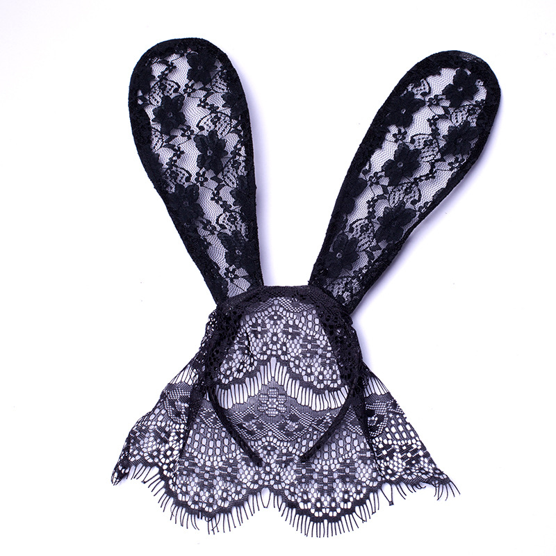 Nightclub Internet Celebrity Christmas Sexy Lace Veil Rabbit Ears Hair Hoop Party Headdress Ball Dress up Headband