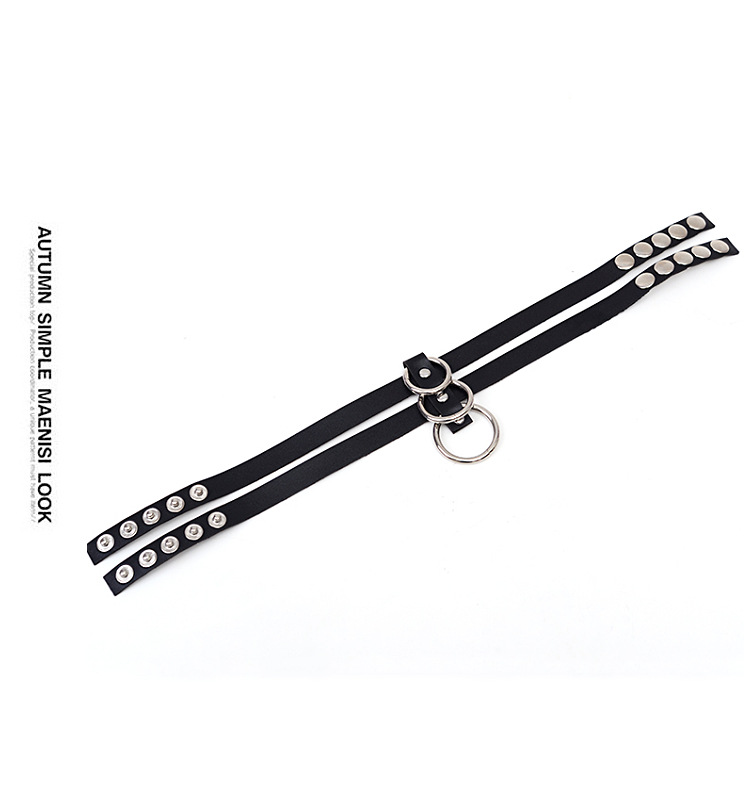 欧美原宿朋克风皮项圈 Ebay热销 圆形吊坠项链颈脖链短款锁骨链详情8