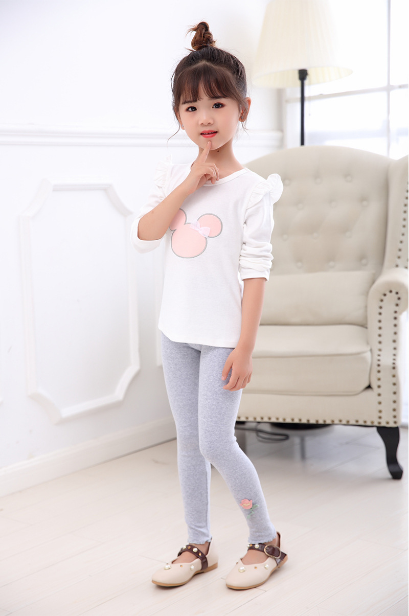 九阙春秋女童打底裤薄款纯棉女孩长裤修身宝宝打底裤外穿儿童裤子