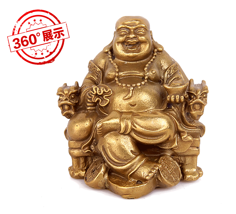 铜弥勒佛像摆件工艺品笑佛汽车摆件装饰品大号招财客厅家居饰品