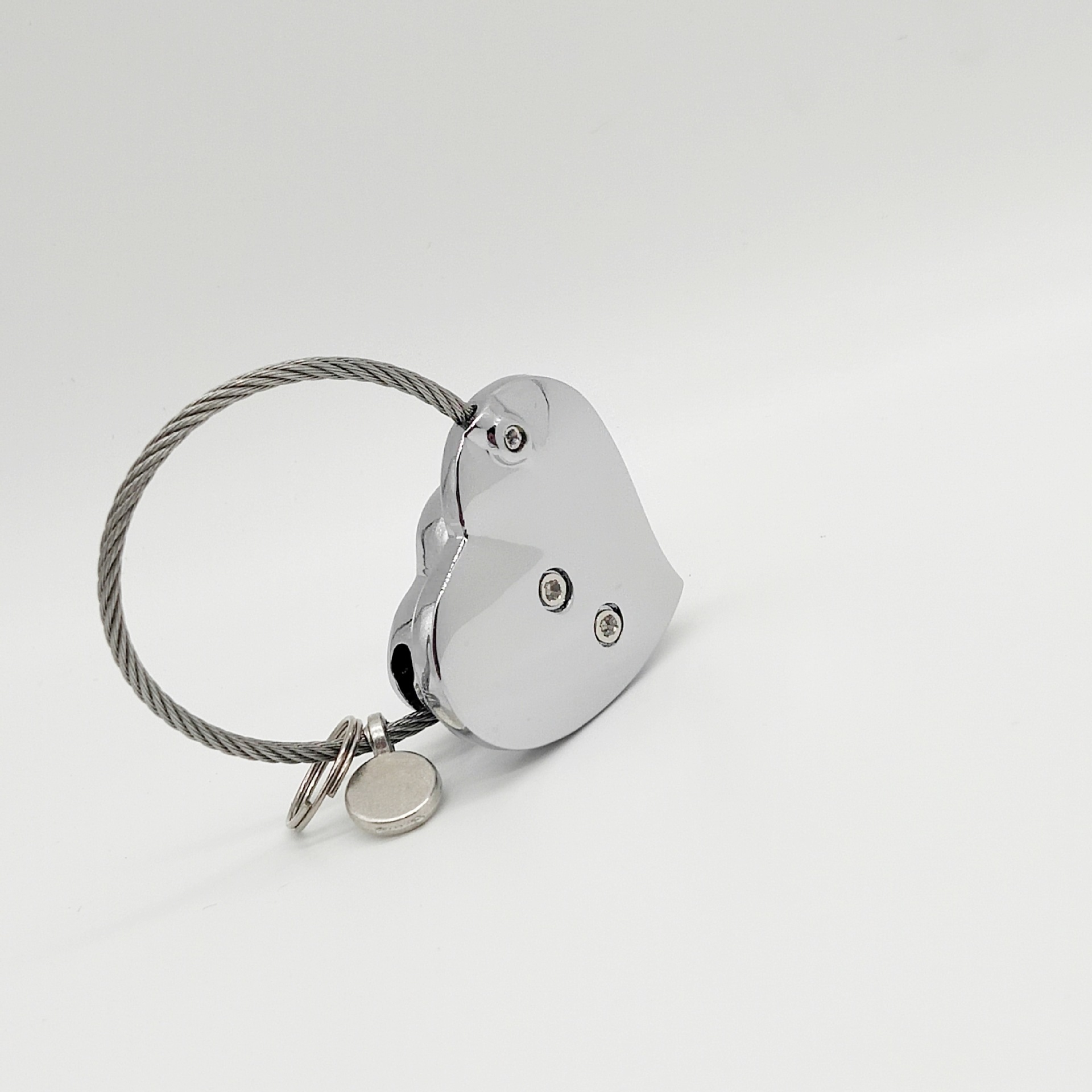 双爱心节日小礼品情侣钢丝绳钥匙扣汽车挂件金属钥匙链刻字礼品