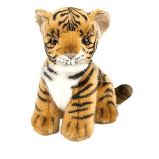 工厂加工仿真布绒动物玩具小老虎喷油工艺处理毛绒玩偶带花纹定制