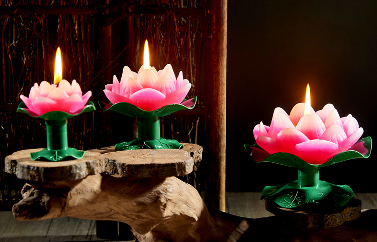创意无烟蜡烛工艺 莲花蜡烛灯 佛教供佛用品 节庆蜡烛厂家直销