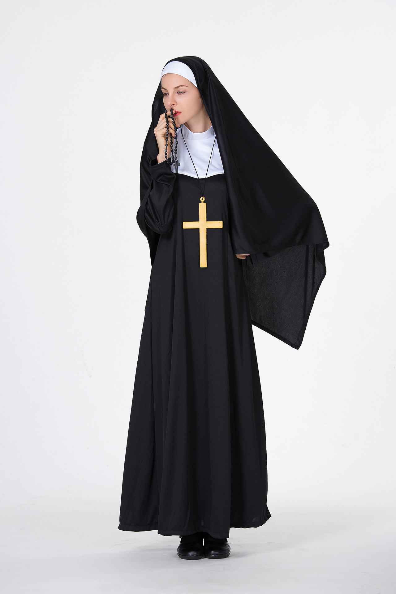 分码万圣节服装cos表演服圣母玛利亚神父修女服牧师服装舞会扮演