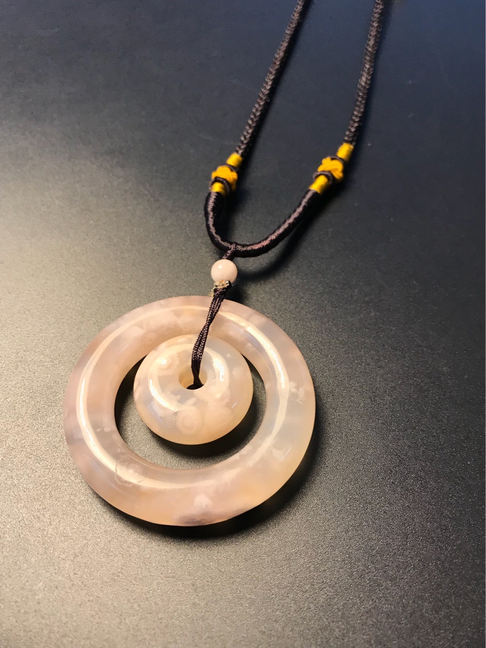 樱花玛瑙吊坠子母扣平安扣项坠