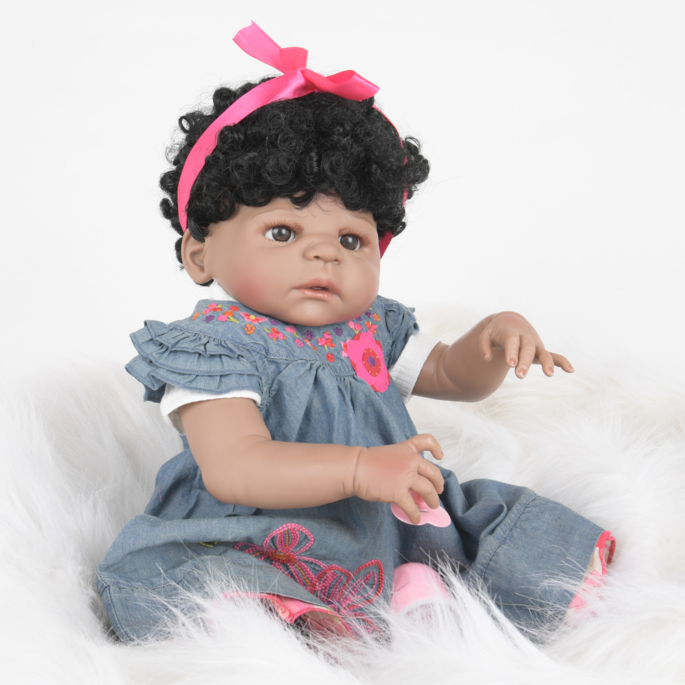 正品儿童女孩生日礼物玩具礼物全黑胶重生婴儿洋娃娃热销配奶瓶