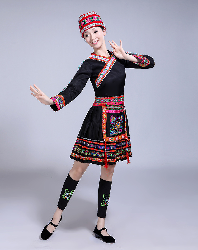苗族服装女少数民族舞蹈服饰云南文山贵州土家彝瑶壮族表演出服
