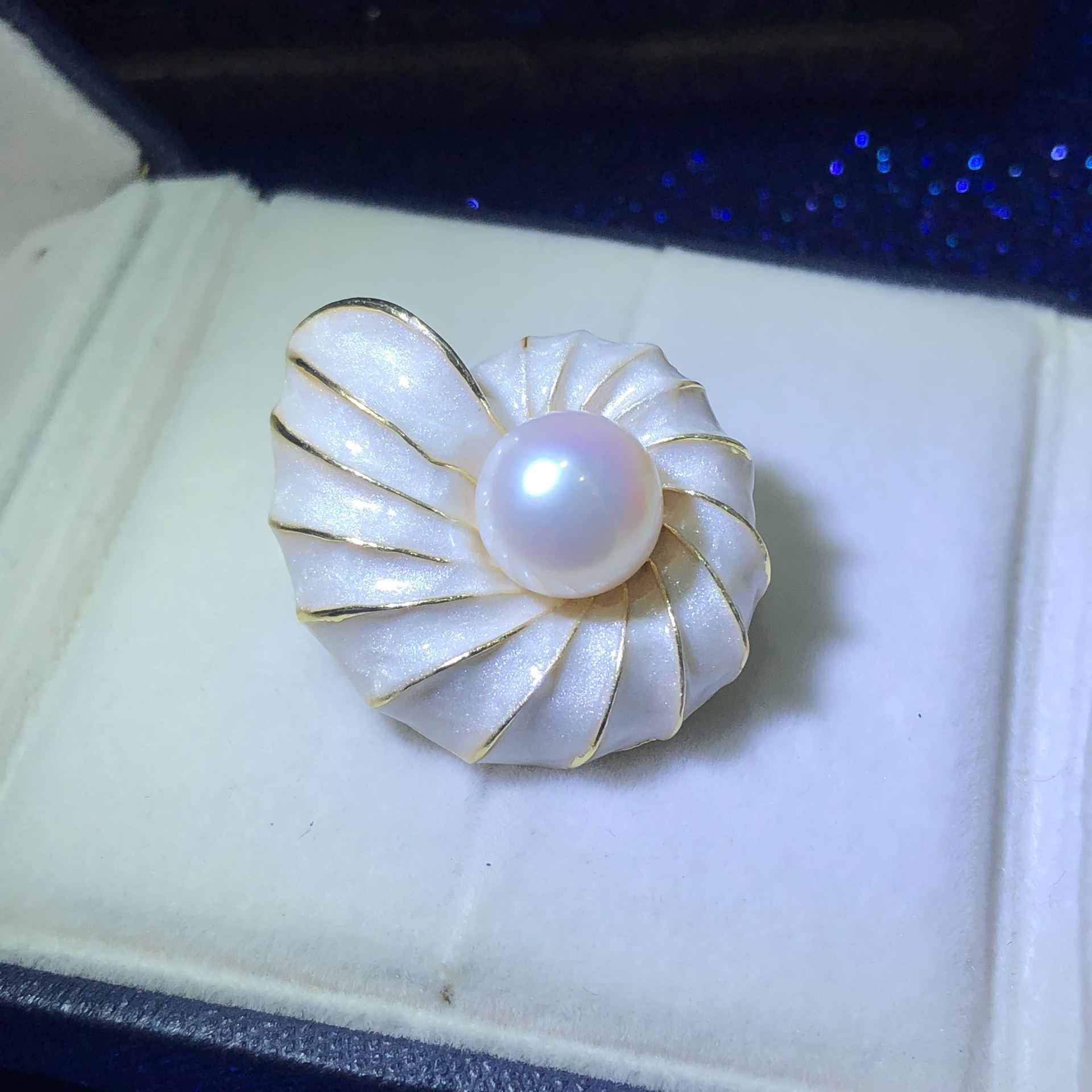 diy配件 合金海螺珍珠胸针毛衣链两用时尚清新气质配饰空托