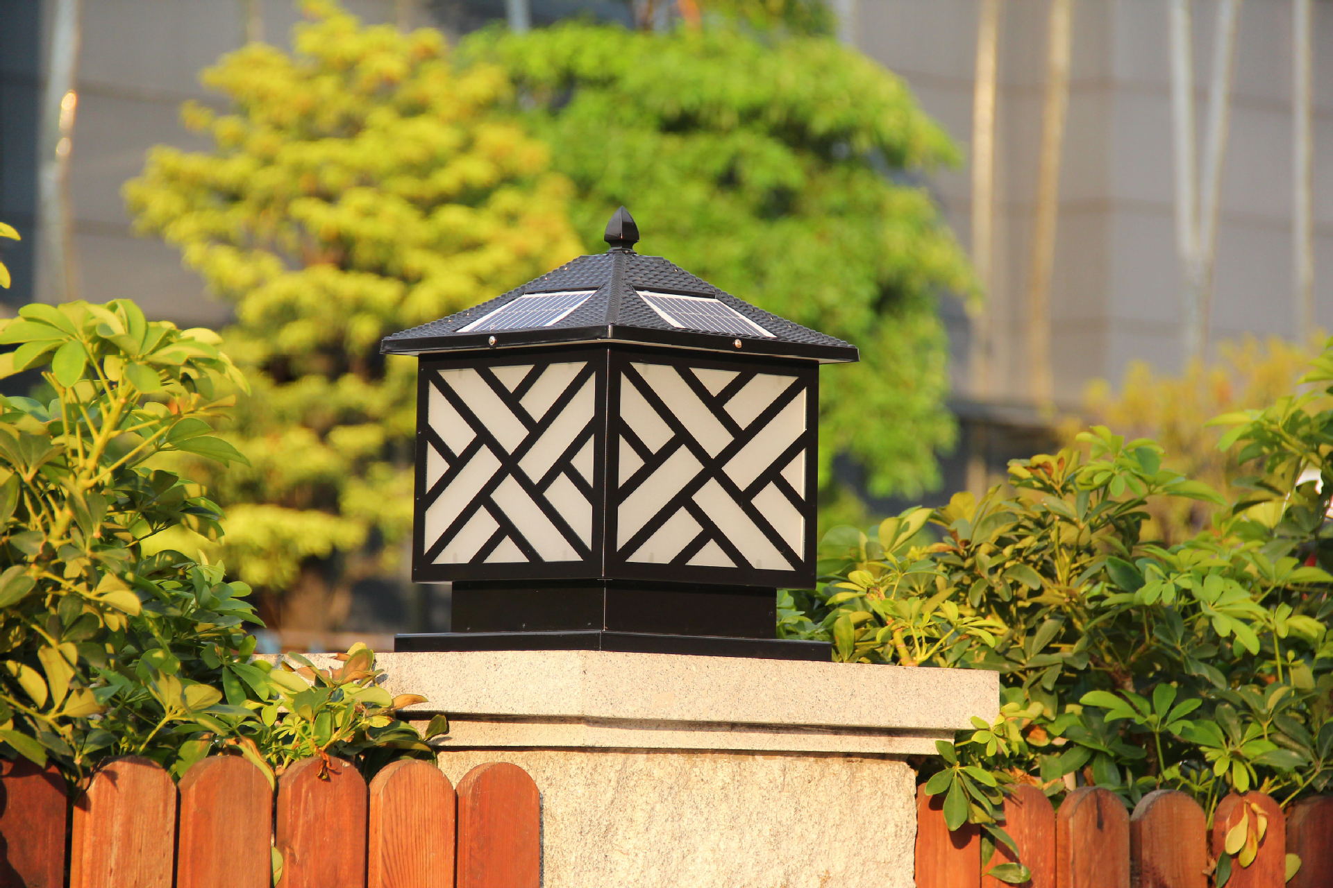 铝制太阳能柱头灯别墅花园阳台防水仿古围墙大门照明装饰方形灯具