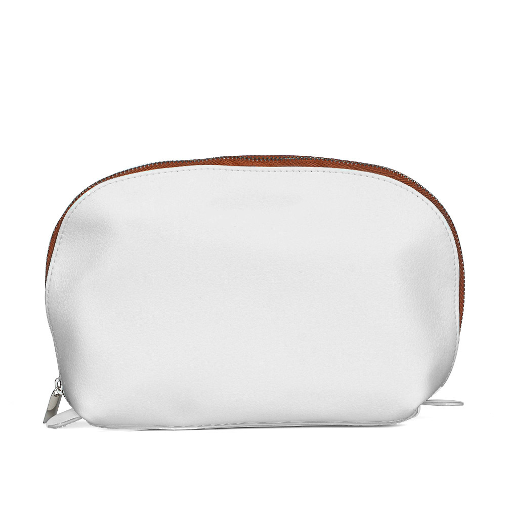 白色真皮化妆包头层真皮拉链手包亚马逊源头工厂