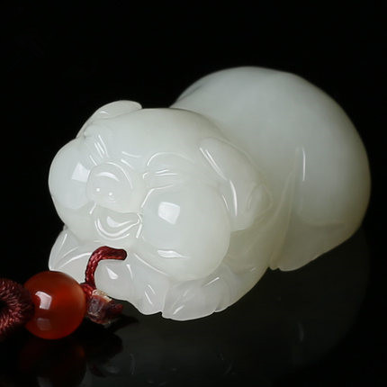 批发新疆和田玉猪吊坠 玉石工艺品玉猪玉坠礼品包邮送证书