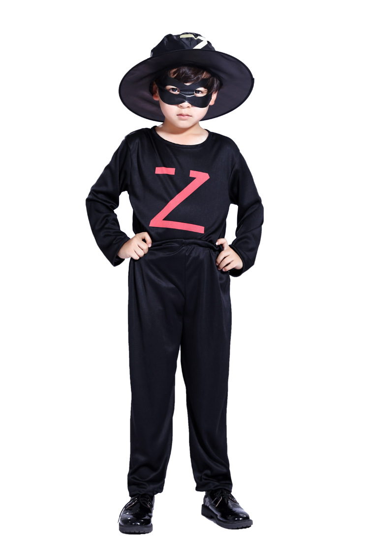 现货供应万圣节cosplay儿童超人表演服装披风佐罗服装男童演出服