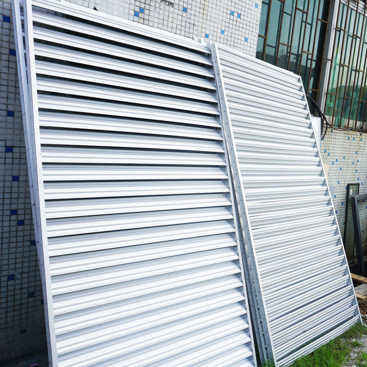 厂家订做银灰色固定窗来图定制铝合金百叶窗隔空调防风防雨百叶窗